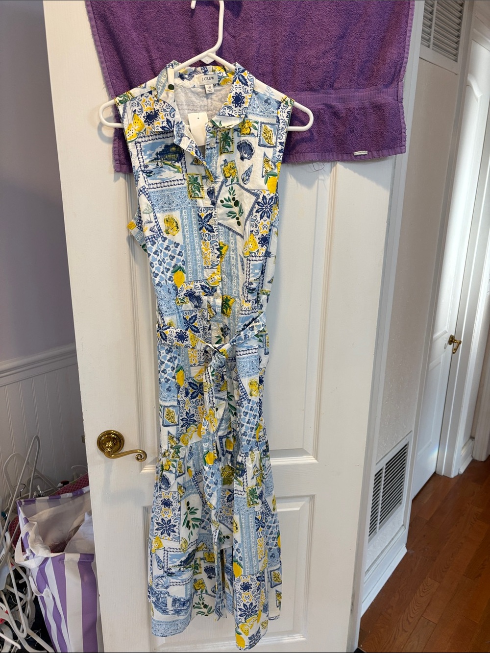 NWT J. Crew Factory Sleeveless Maxi Dress in Blue, Yellow, White